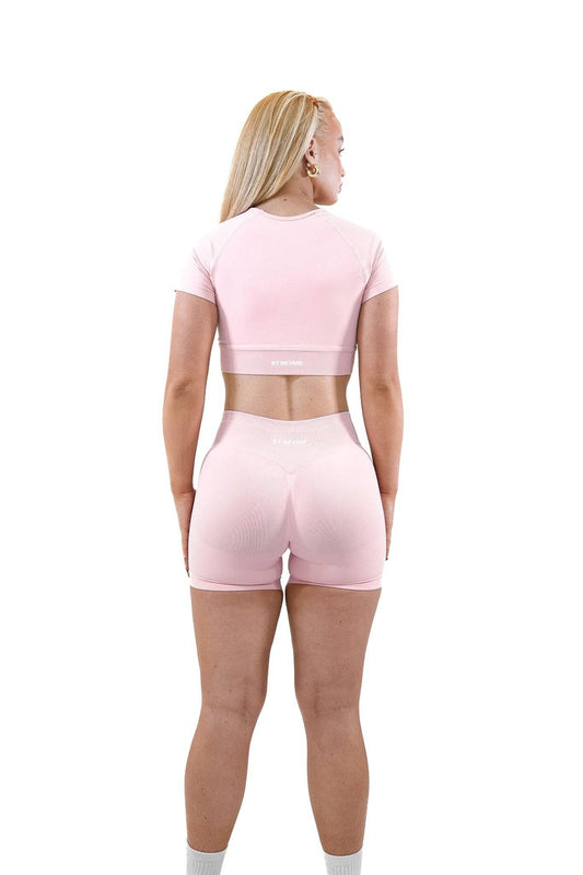 Cropped Seamless Tee - Baby Pink - by devine co