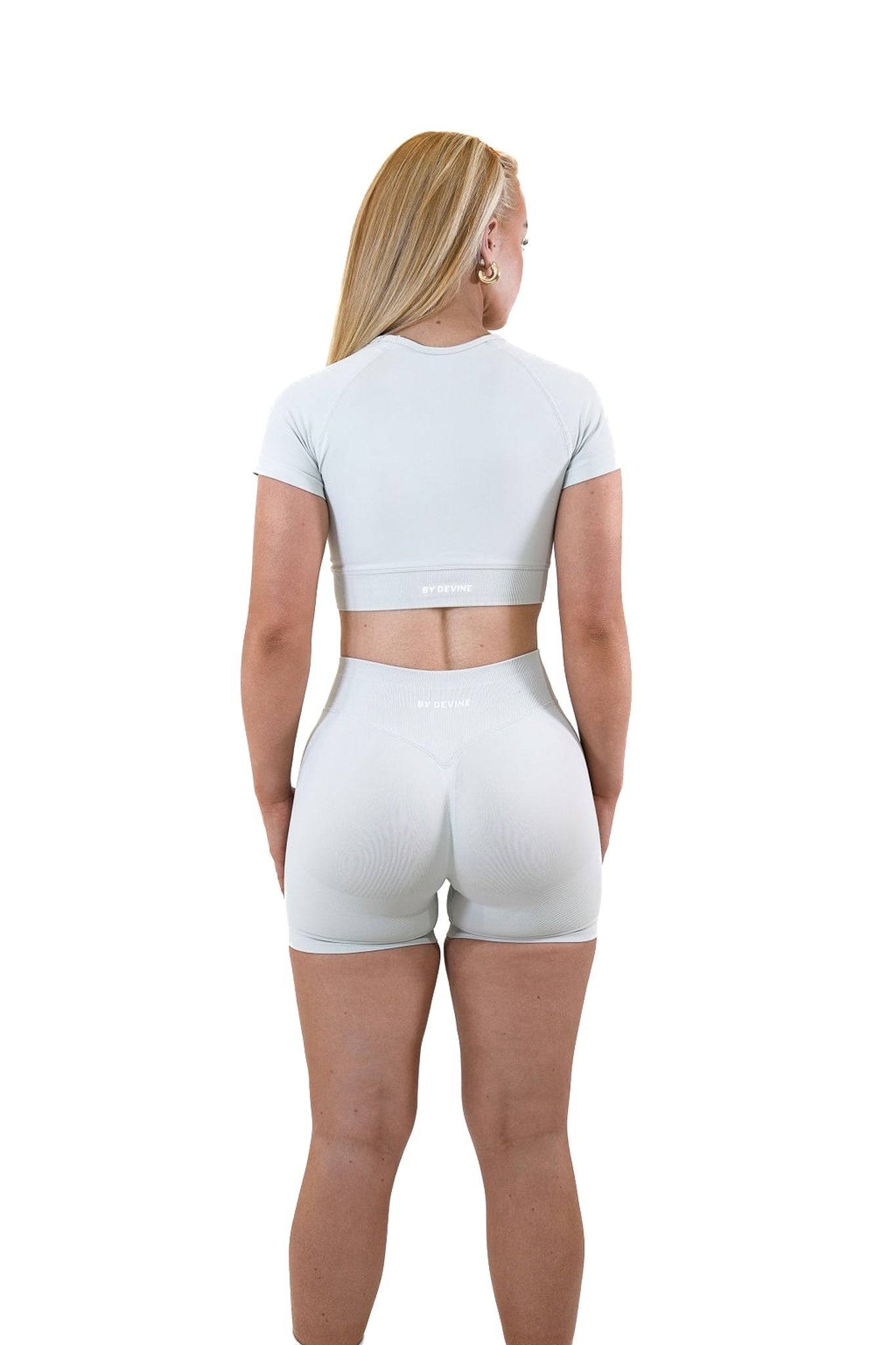 Cropped Seamless Tee - Stone Grey - by devine co