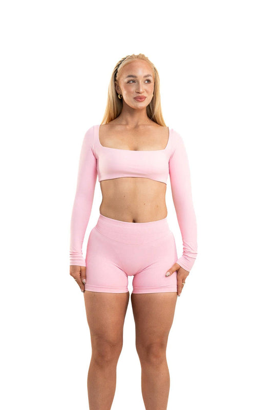 Evolve Long Sleeve Crop - Baby Pink - by devine co