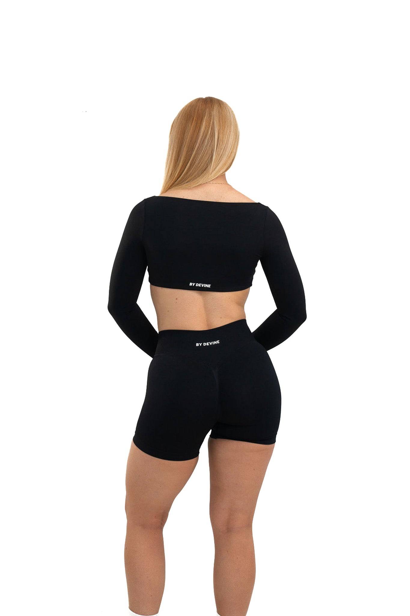 Evolve Long Sleeve Crop - Ebony Black - by devine co