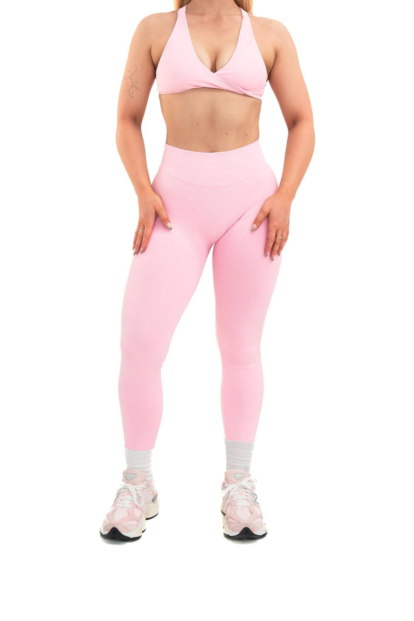 Evolve Seamless Scrunch Leggings - Baby Pink - by devine co