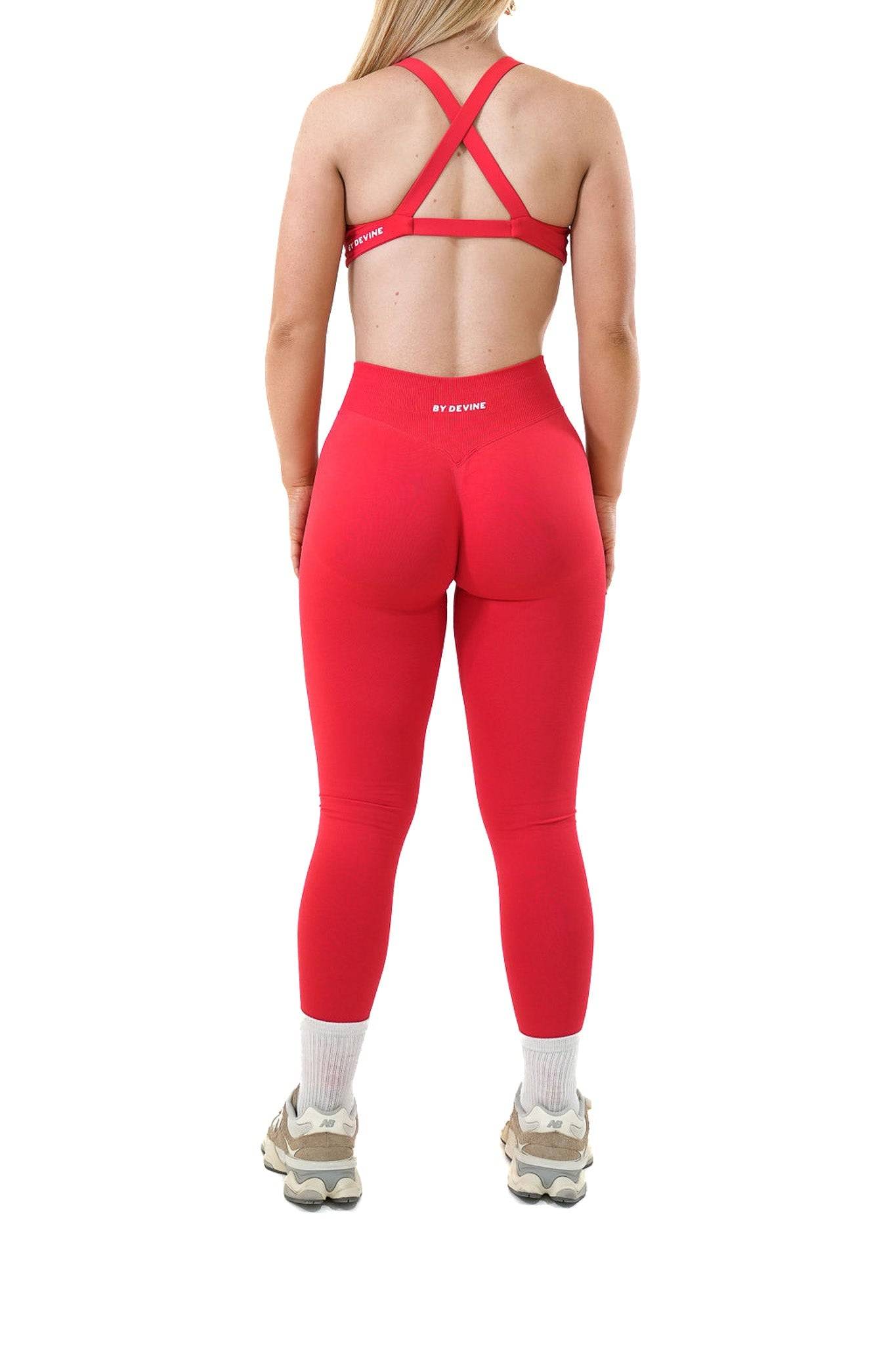 Evolve Seamless Scrunch Leggings - Ruby Red - by devine co
