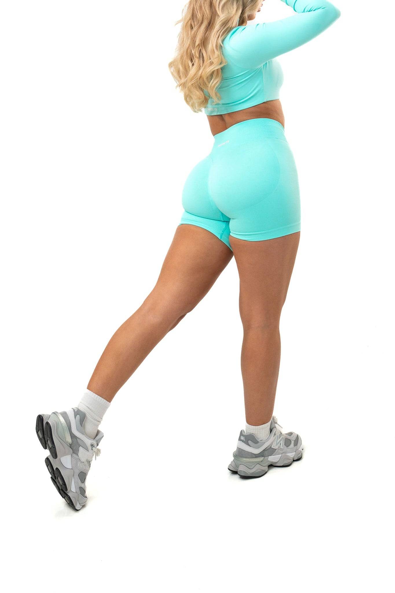 Evolve Seamless Scrunch Shorts - Aquamarine - by devine co