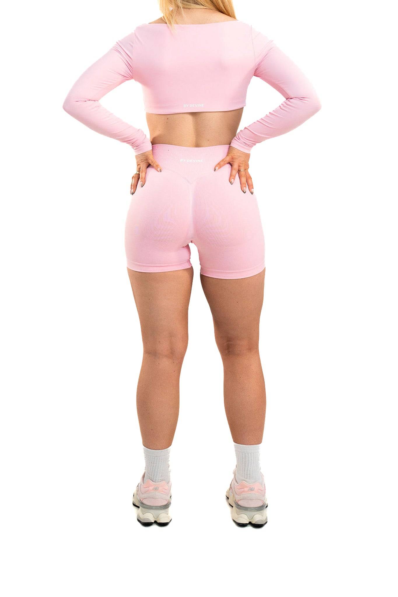 Evolve Seamless Scrunch Shorts - Baby Pink - by devine co
