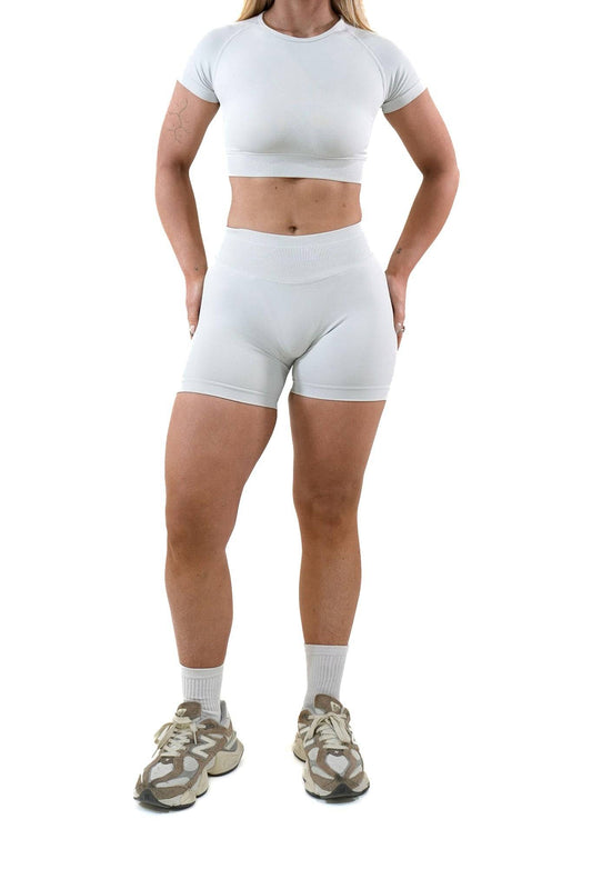 Evolve Seamless Scrunch Shorts - Stone - by devine co