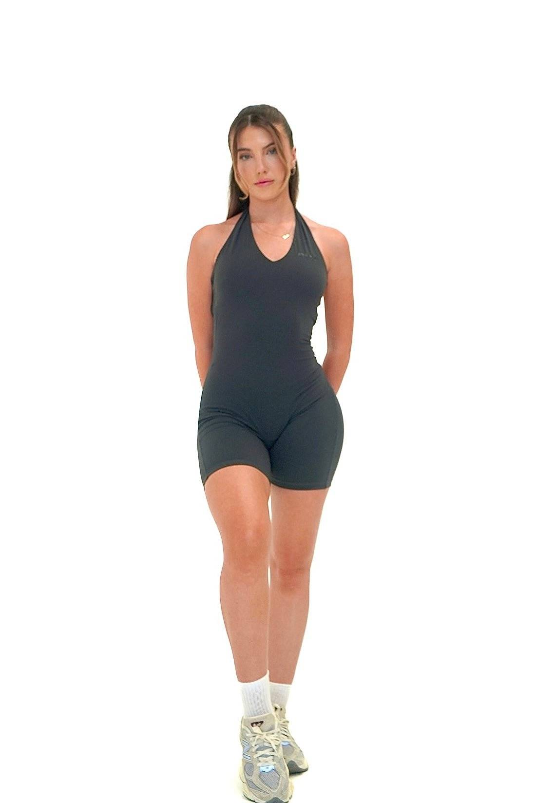 Halter Neck Bodysuit - Slate Grey - by devine co