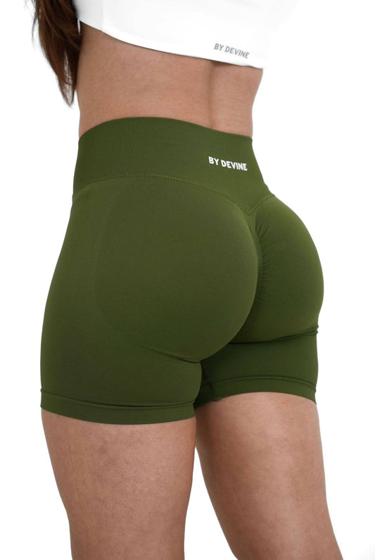 Mini Seamless Scrunch Shorts - Khaki - by devine co