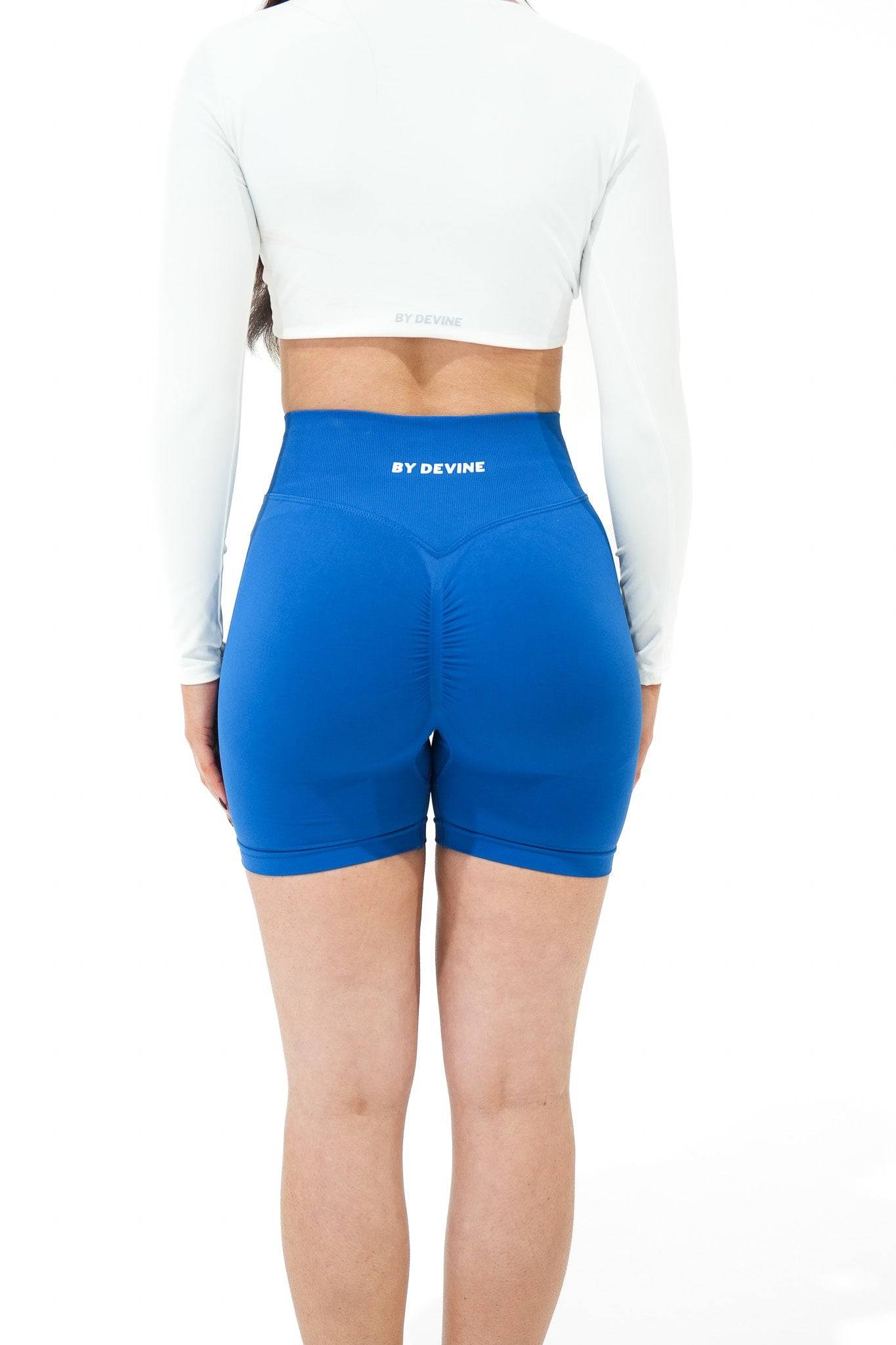 Mini Seamless Scrunch Shorts - Sapphire Blue - by devine co