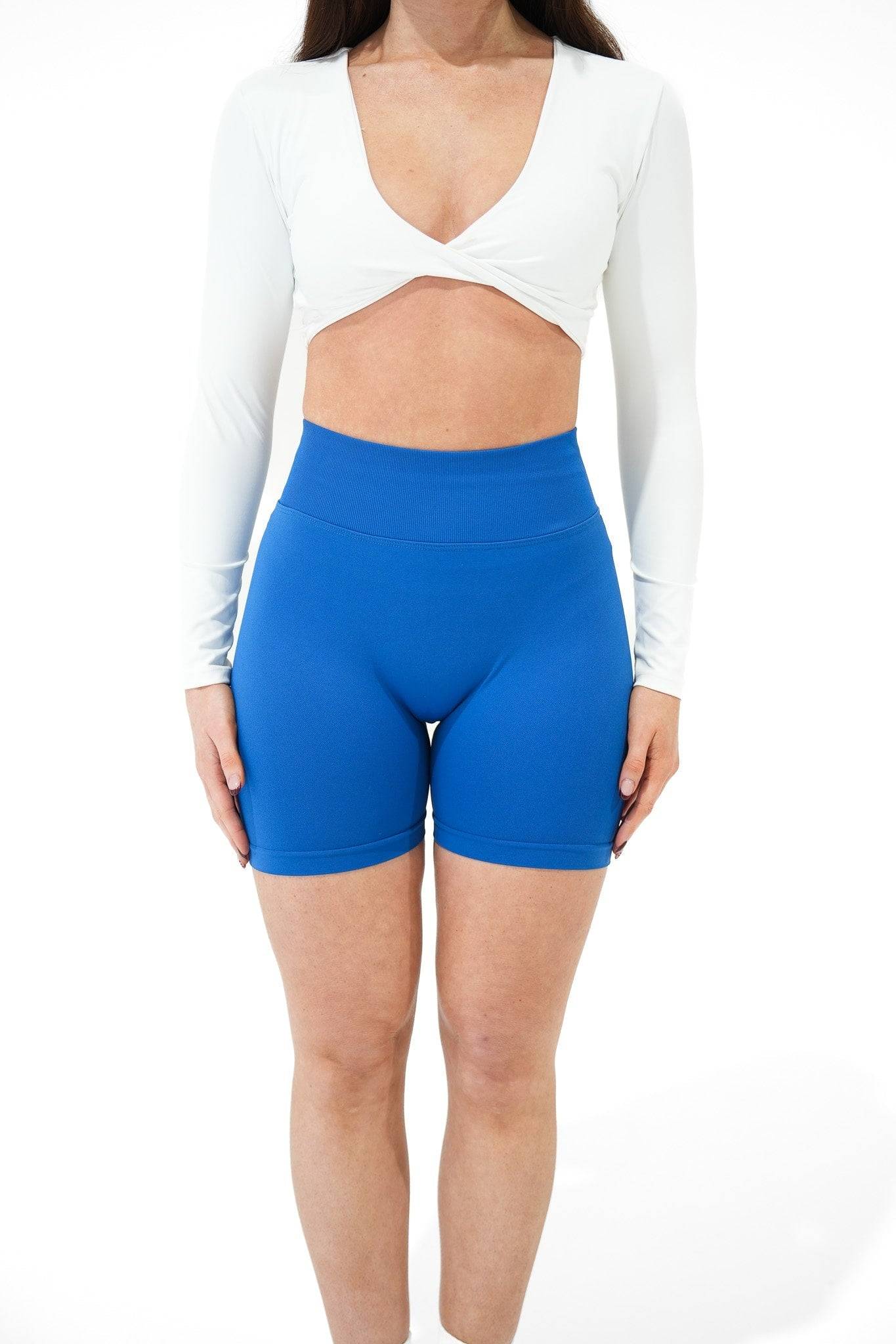 Mini Seamless Scrunch Shorts - Sapphire Blue - by devine co