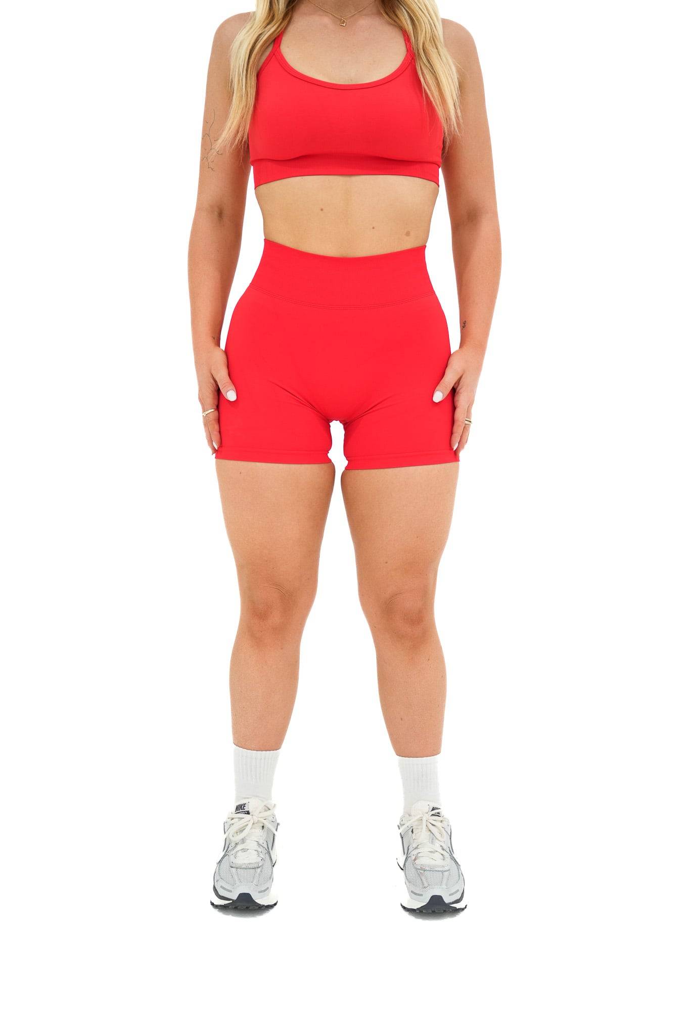Mini Seamless Scrunch Shorts - Strawberry - by devine co