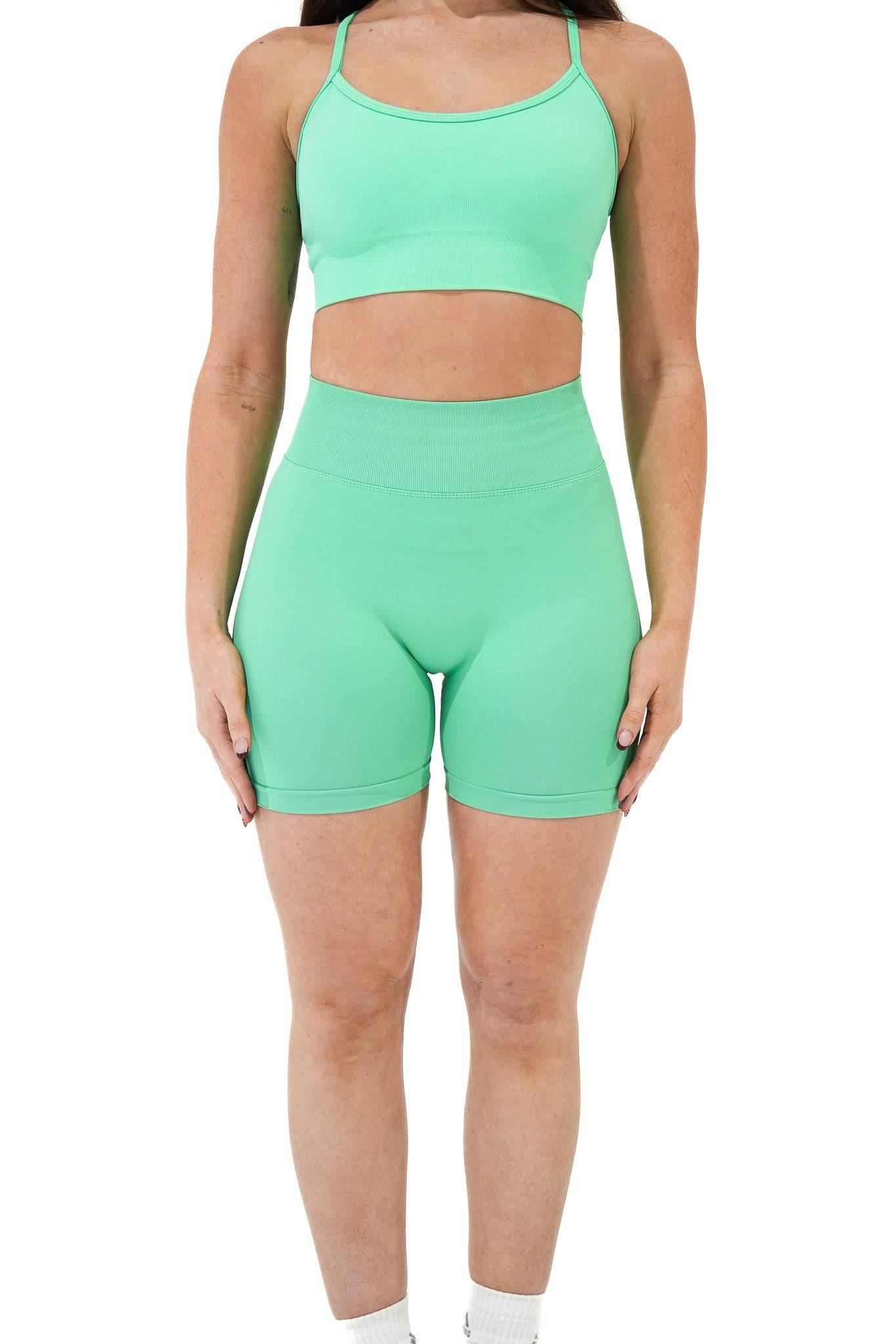 Mini Seamless Scrunch Shorts - Turquoise - by devine co