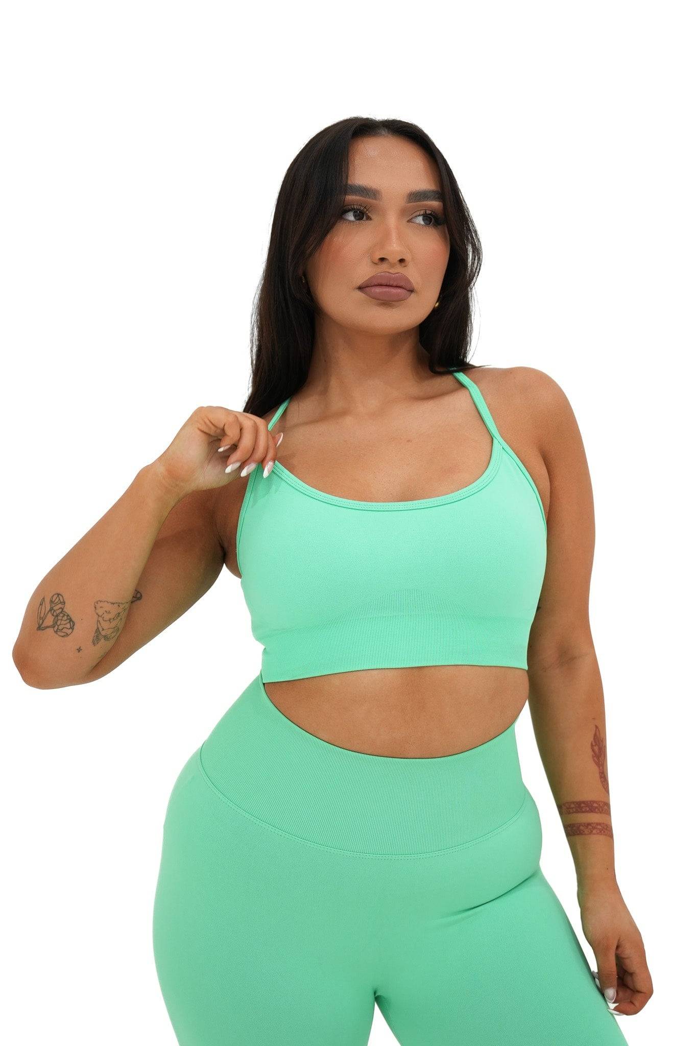 Seamless Sculpt Crop - Turquoise - by devine co