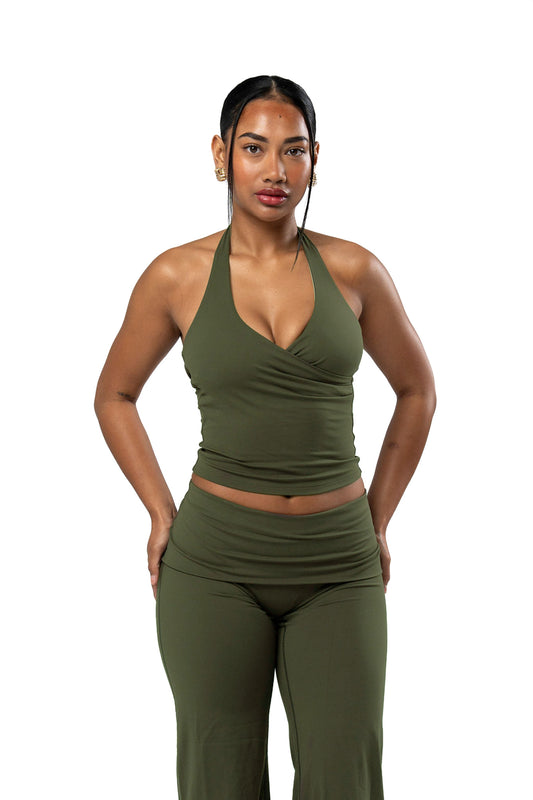 Sculpt Cross Tank - Olive (Preorder Dispatching Early November)