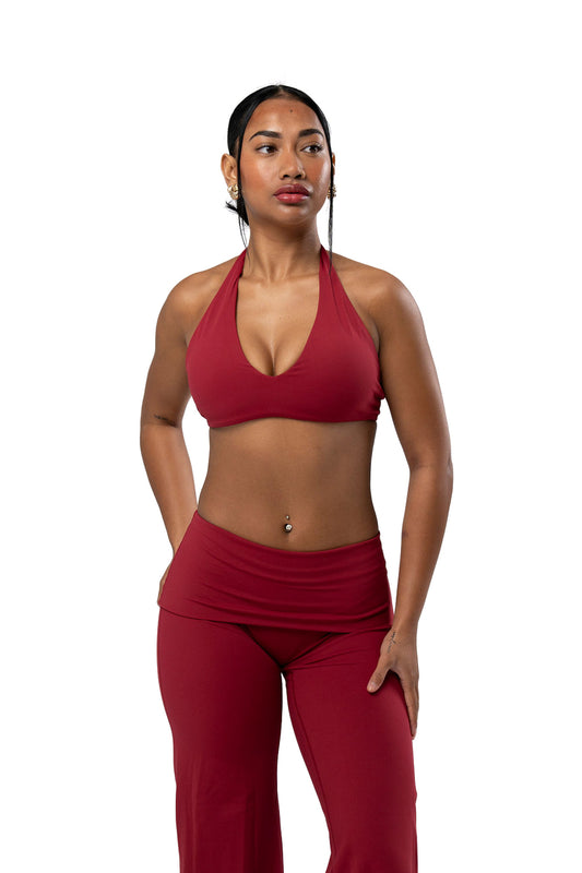 Plunge Halter Crop - Berry (Preorder Dispatching Mid October)