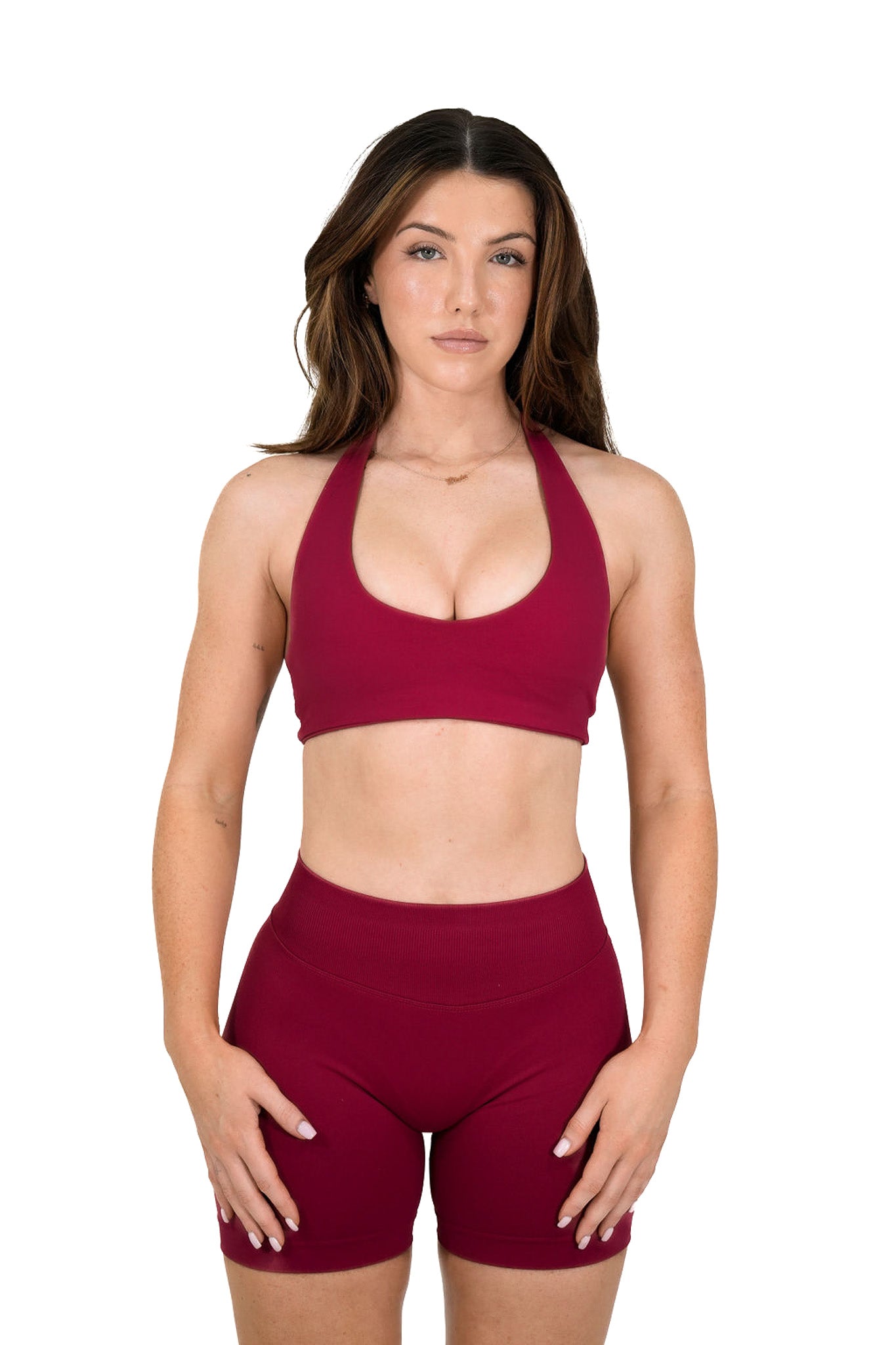 Elevate Halter Crop - Raspberry