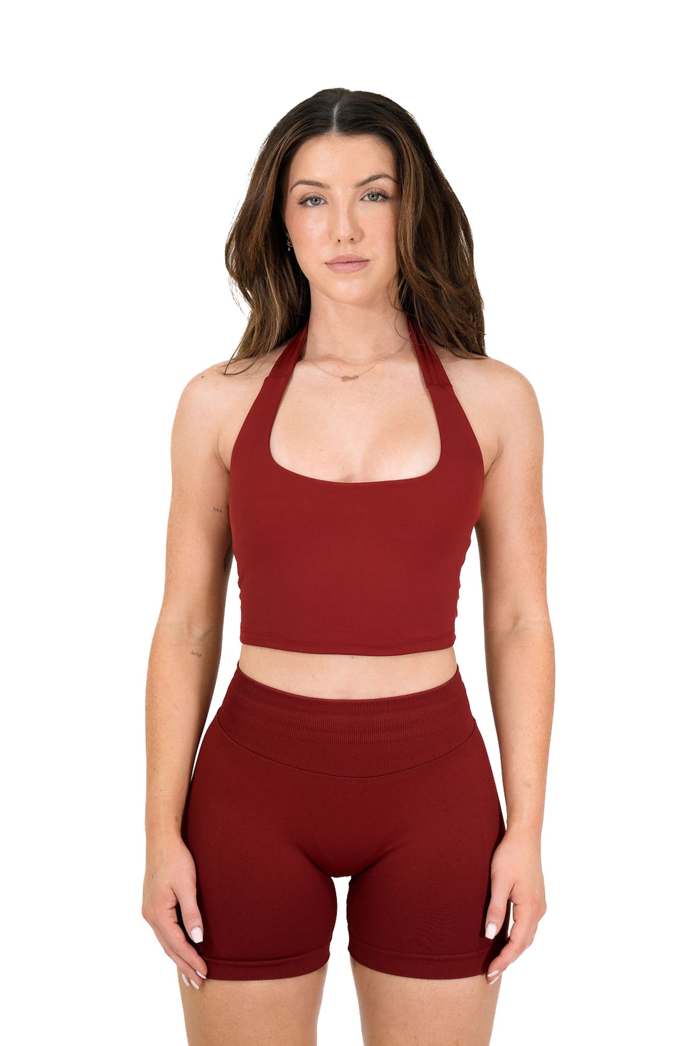 Elevate Halter Singlet - Cherry