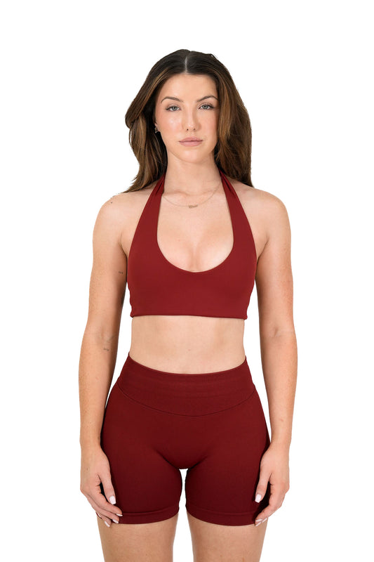 Elevate Halter Crop - Cherry