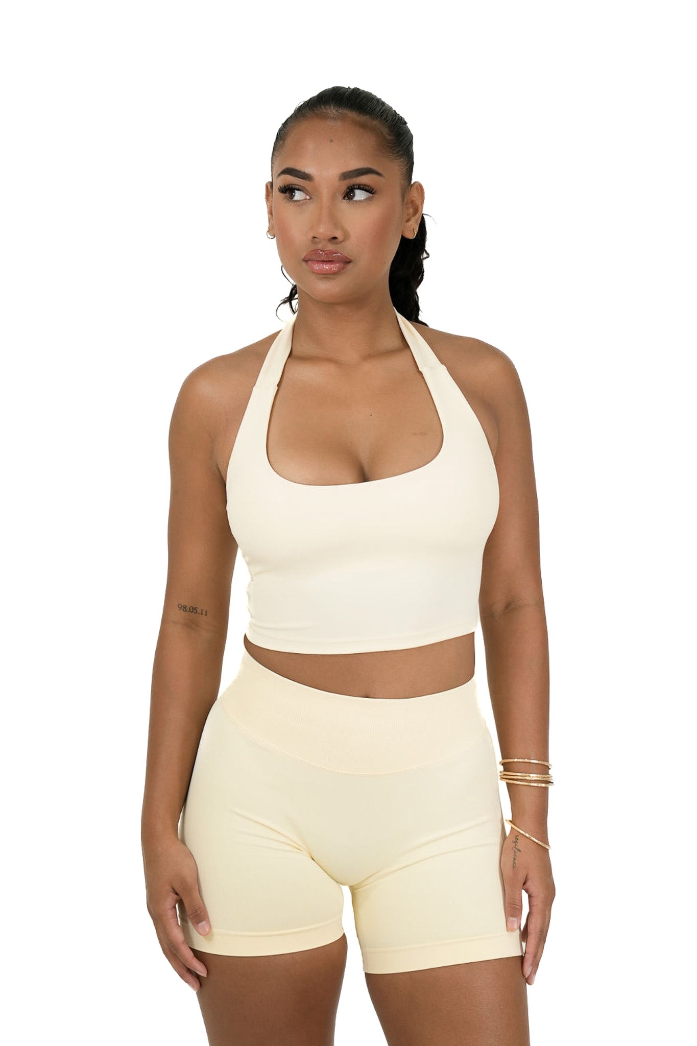 Elevate Halter Singlet - Buttercream