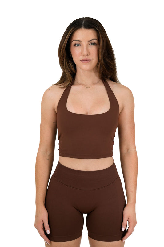 Elevate Halter Singlet - Espresso