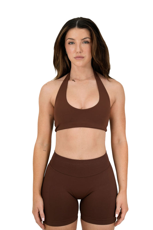 Elevate Halter Crop - Espresso