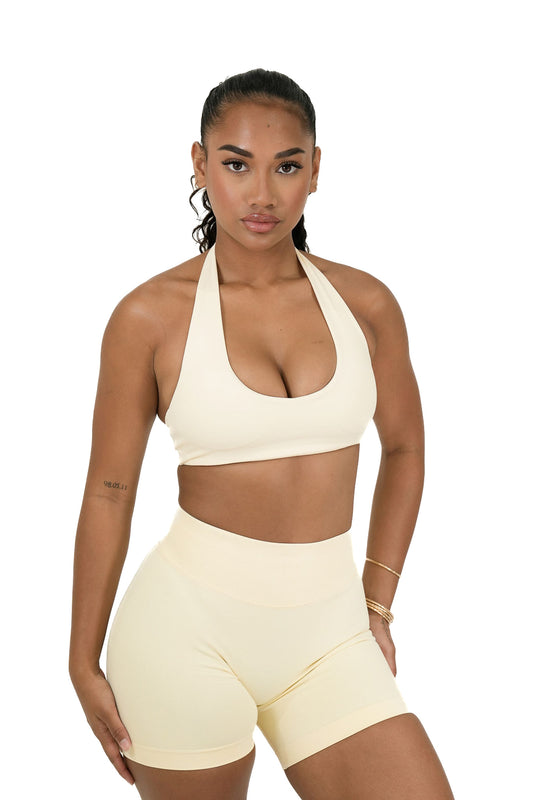 Elevate Halter Crop - Buttercream