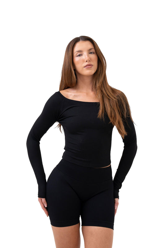 Long Sleeve Top - Ebony Black