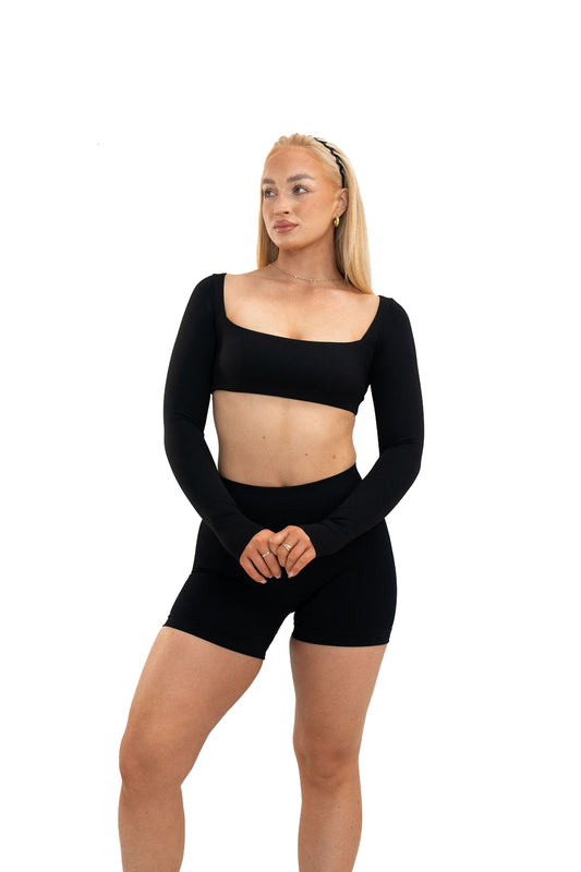 Evolve Long Sleeve Crop - Ebony Black