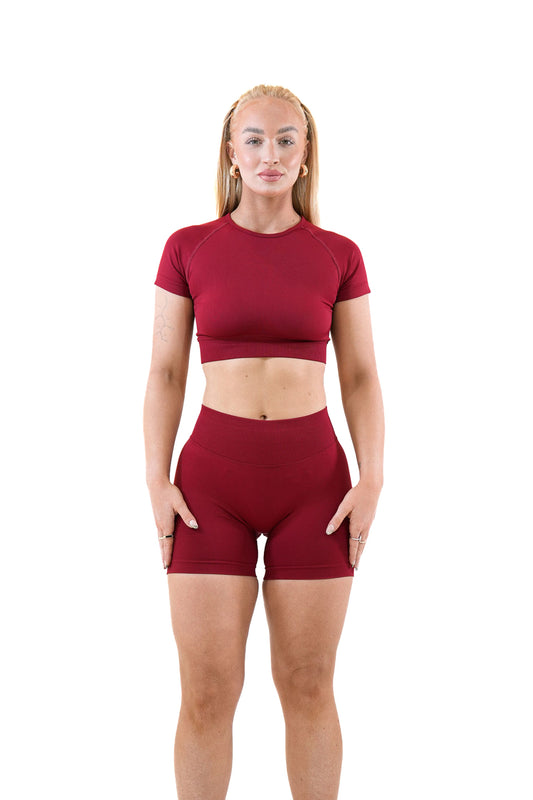 Cropped Seamless Tee - Cherry