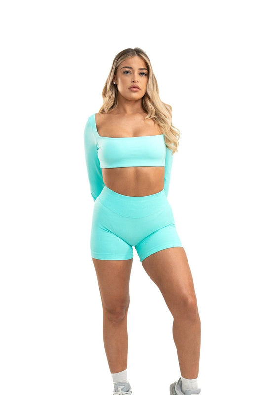 Evolve Long Sleeve Crop - Aquamarine - by devine co