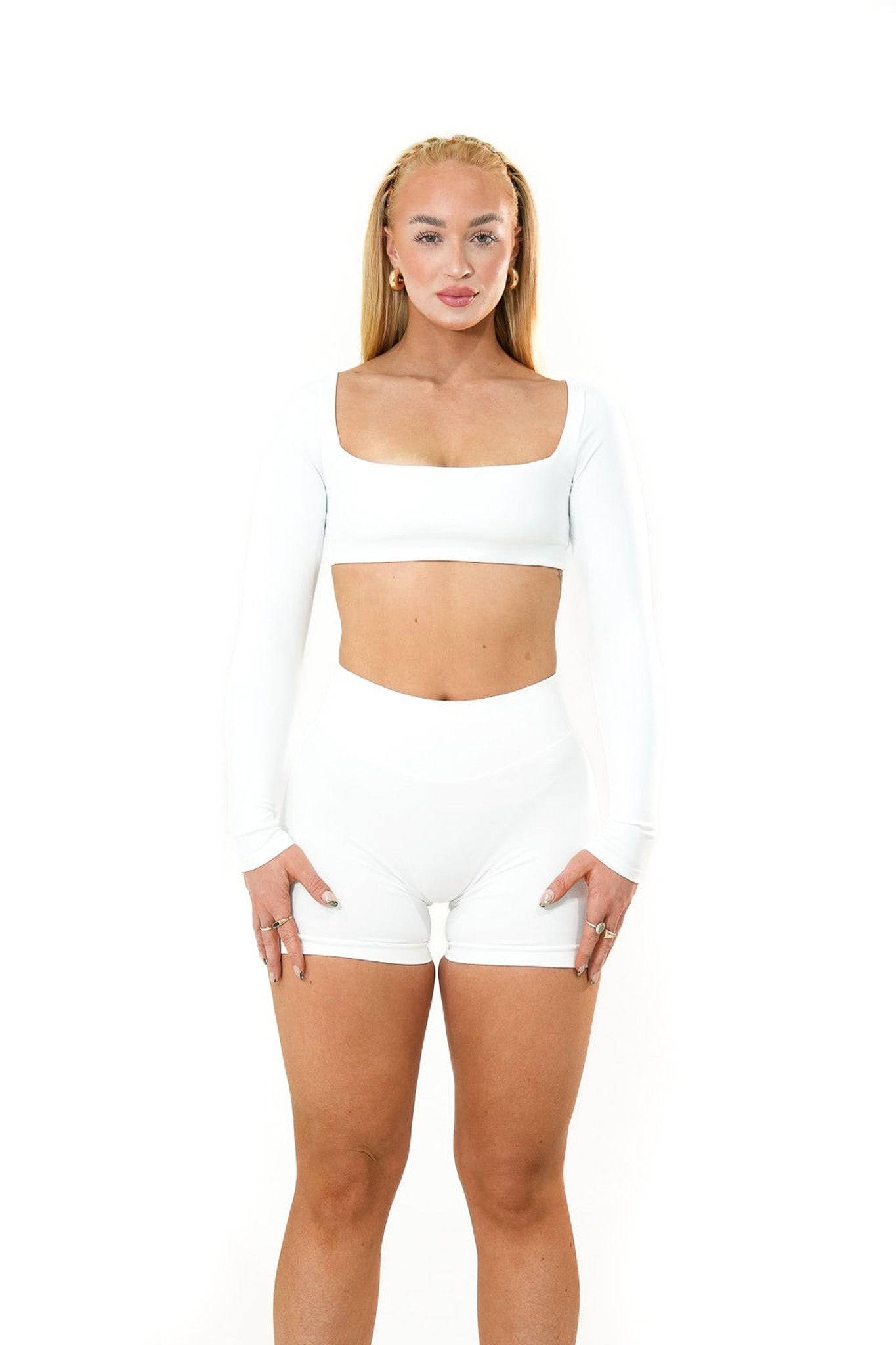 Evolve Long Sleeve Crop - Pure White - by devine co