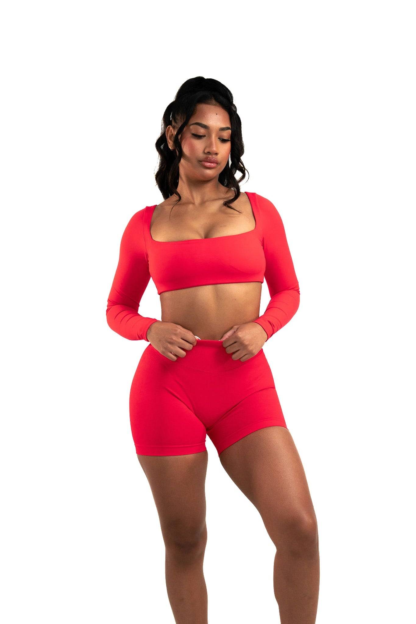 Evolve Long Sleeve Crop - Ruby Red - by devine co