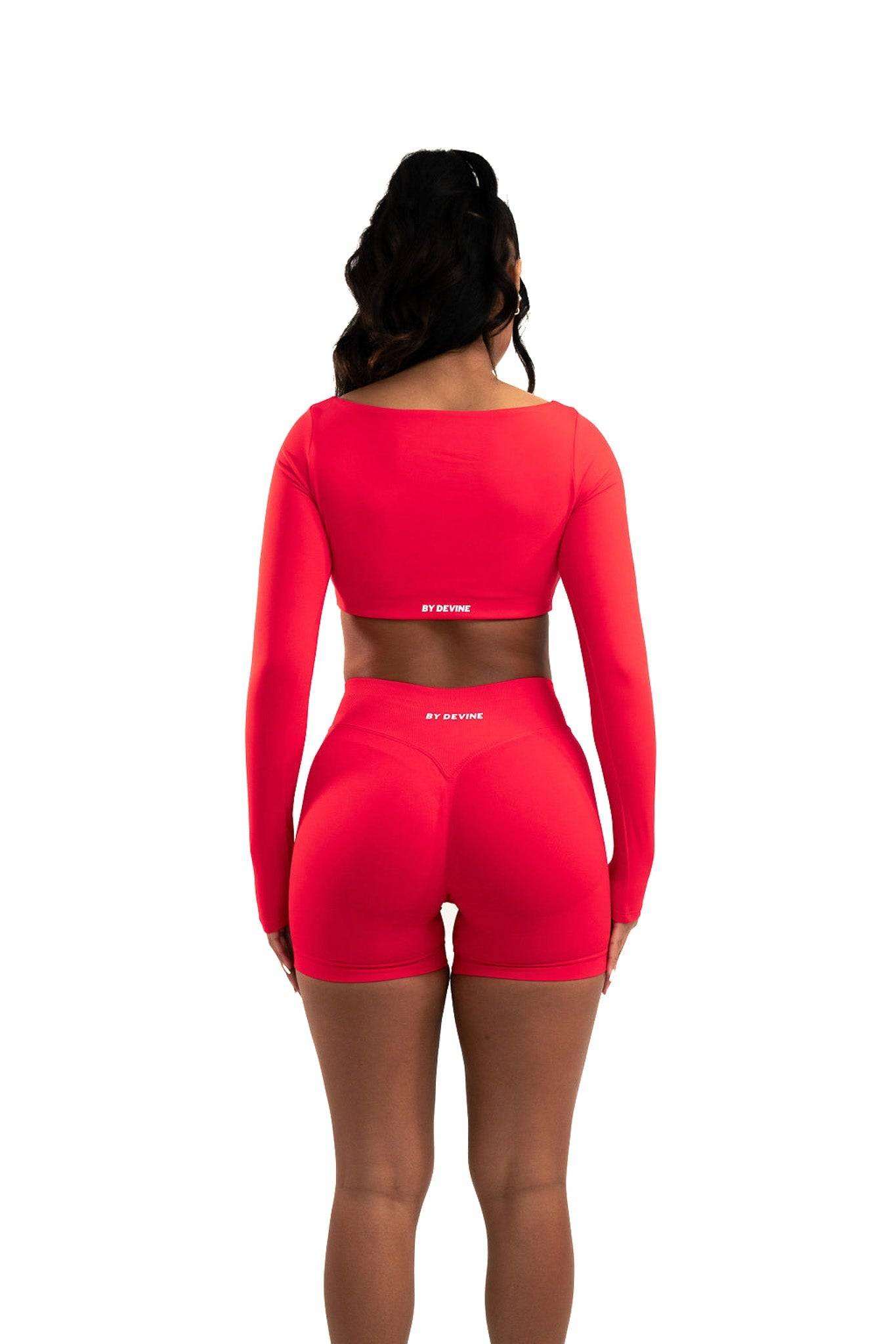 Evolve Long Sleeve Crop - Ruby Red - by devine co