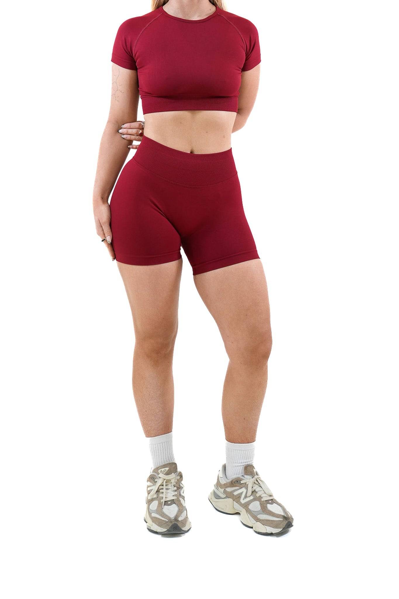 Evolve Seamless Scrunch Shorts - Cherry - by devine co