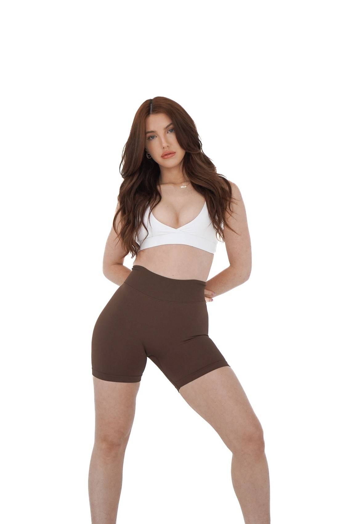 Mini Seamless Scrunch Shorts - Chocolate Brown - by devine co