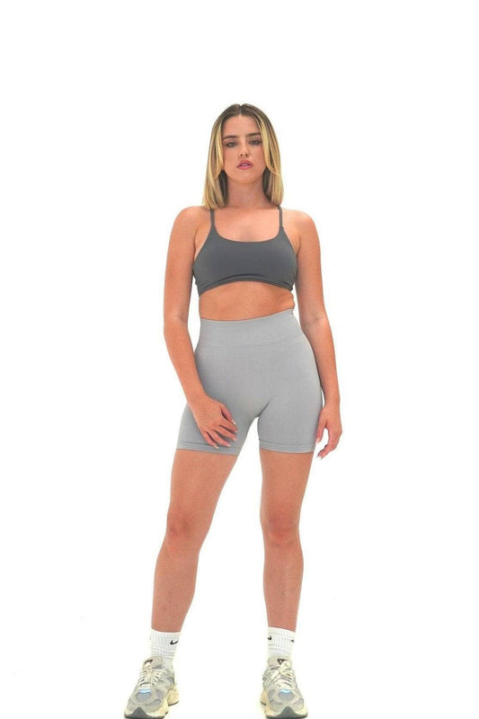 Mini Seamless Scrunch Shorts - Light Grey - by devine co