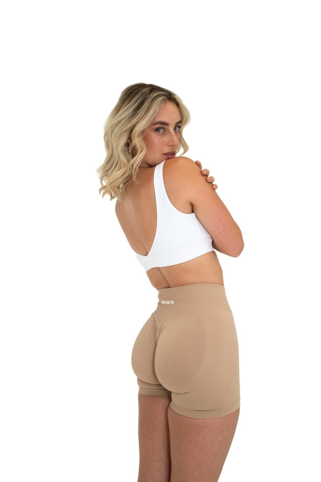 Mini Seamless Scrunch Shorts - Sand - by devine co