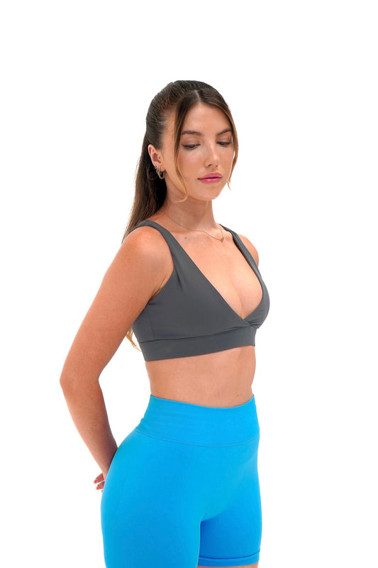 Plunge V Neck Bra - Space Grey